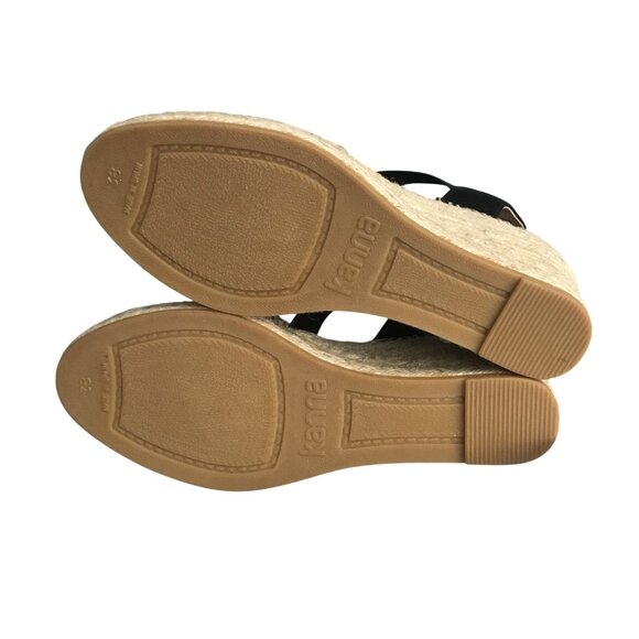 Kanna Wedge Espadrille Black Sandals Womens 7.5 / EU 38 Beachy - Picture 6 of 10